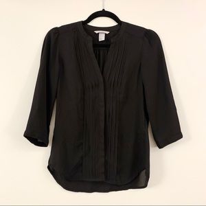 H&M black button down blouse 3/4 sleeves